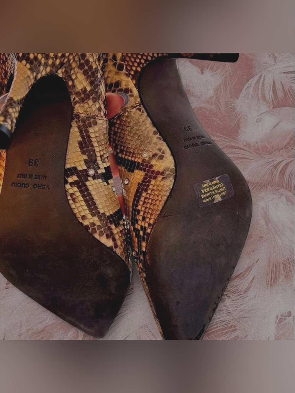 Jason Salstein Snakeskin Pointed Toe Pumps with Rhinestones - Picture 4 of 5